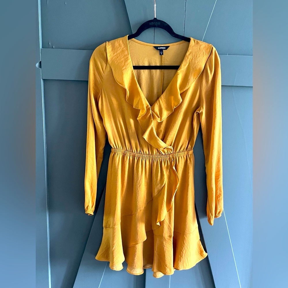 Express Elastic Waist Faux Wrap Dress